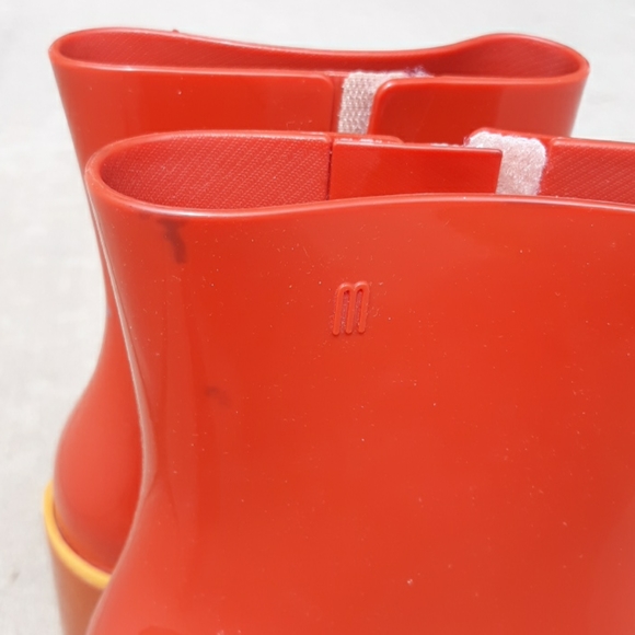 Melissa Sz 6 Plastic Orange Chunky Heel Boots - Picture 4 of 16